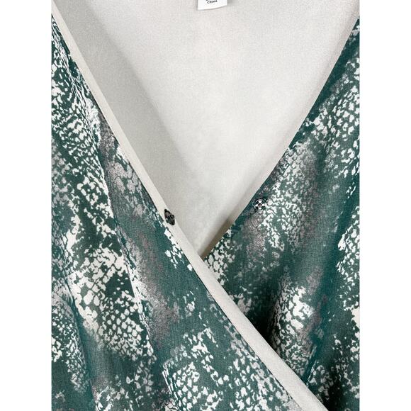 Ava & Viv Faux Wrap Maxi Dress 4X Green Animal Print Lined - Picture 6 of 12